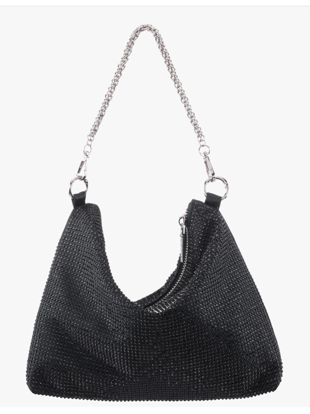Nina SOHO BLACK GLASS CRYSTAL / SATIN HOBO BAG
